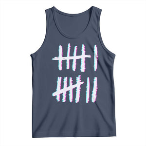 Tally Marks Six Seven Meme Tank Top Glitch Optical Illusion TS12 Navy Print Your Wear