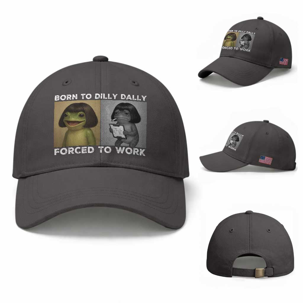 Funny Frog Meme Baseball Cap Dilly Dally Lock In Meme TS12 Baseball Cap Universal Fit Dark Gray Print Your Wear