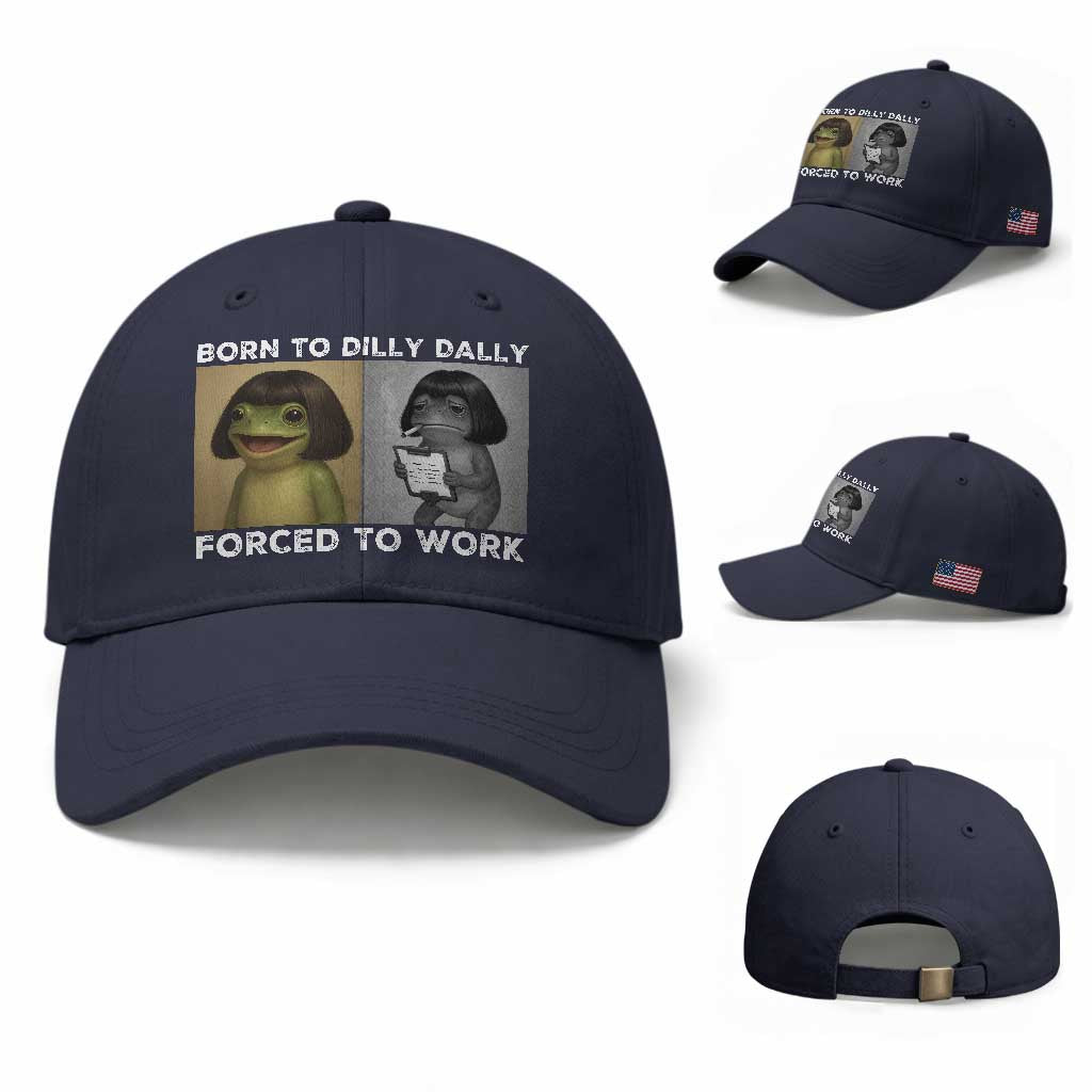 Funny Frog Meme Baseball Cap Dilly Dally Lock In Meme TS12 Baseball Cap Universal Fit Navy Print Your Wear