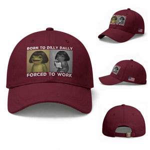 Funny Frog Meme Baseball Cap Dilly Dally Lock In Meme TS12 Baseball Cap Universal Fit Maroon Print Your Wear