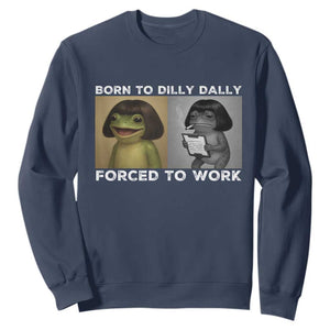 Funny Frog Meme Sweatshirt Dilly Dally Lock In Meme TS12 Navy Print Your Wear