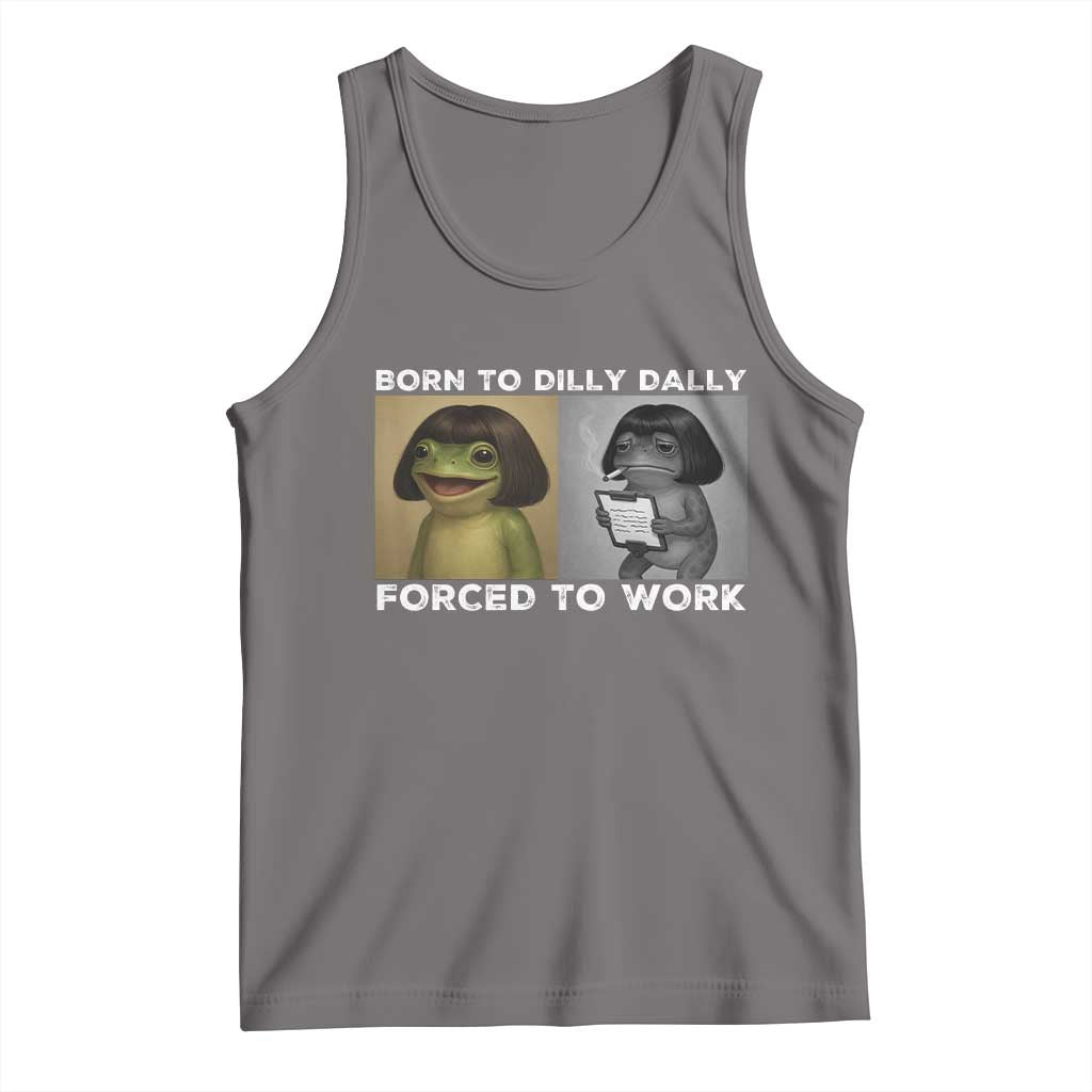 Funny Frog Meme Tank Top Dilly Dally Lock In Meme TS12 Deep Heather Print Your Wear