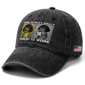 Funny Frog Meme Washed Cotton Baseball Cap Dilly Dally Lock In Meme TS12 Print Your Wear