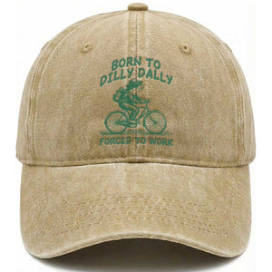 Born To Dilly Dally Forced To Work Washed Cotton Baseball Cap Funny Frog Meme TS12 Print Your Wear