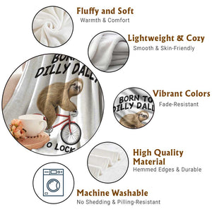 Funny Sloth Lover Throw Blanket Born To Dilly Dally Forced To Lock In TS12 Print Your Wear