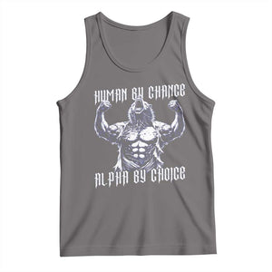 Funny Cringe Werewolf Memes Tank Top Human By Chance Alpha By Choice TS12 Deep Heather Print Your Wear