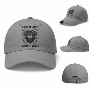 Alpha By Choice Human By Chance Wolf Mindset Quote Baseball Cap TS12 Baseball Cap Universal Fit Sport Gray Print Your Wear