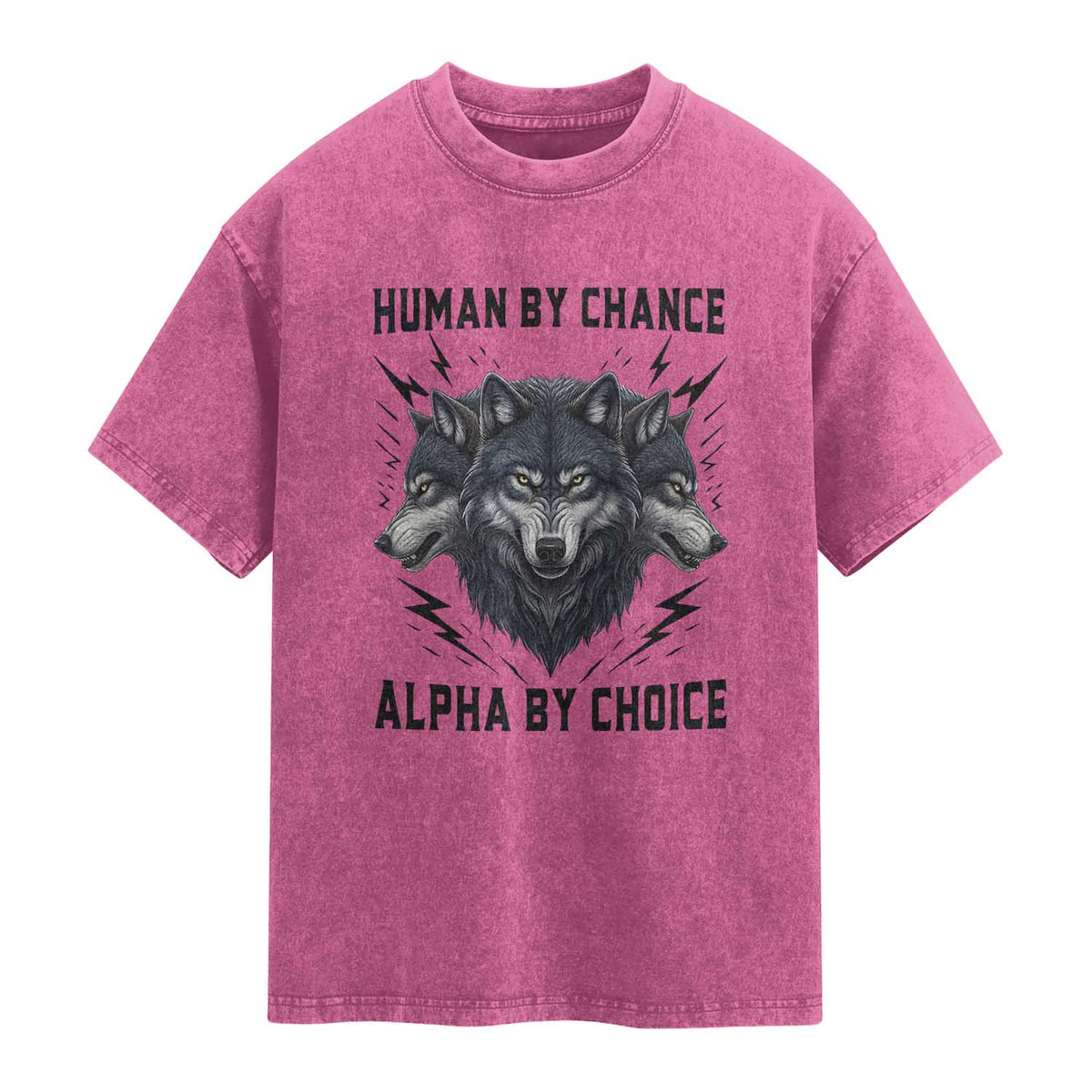 Alpha By Choice Human By Chance Wolf Mindset Quote Washed Cotton T-Shirt
