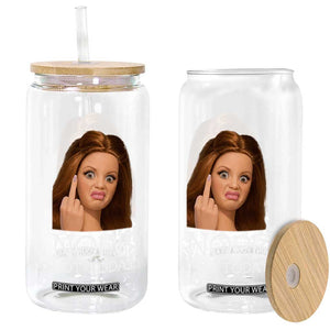 Funny Doll Face Disgusted Glass Can Nope Not Today Meme TS12 Print Your Wear