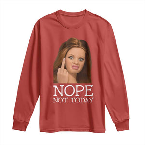 Funny Doll Face Disgusted Long Sleeve Shirt Nope Not Today Meme TS12 Red Print Your Wear