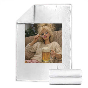 Funny Smoking And Drinking Doll Meme Throw Blanket Weekend Relaxation TS12 Black Print Your Wear