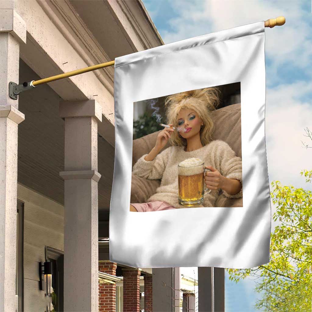 Funny Smoking And Drinking Doll Meme Garden Flag Weekend Relaxation TS12 Print Your Wear