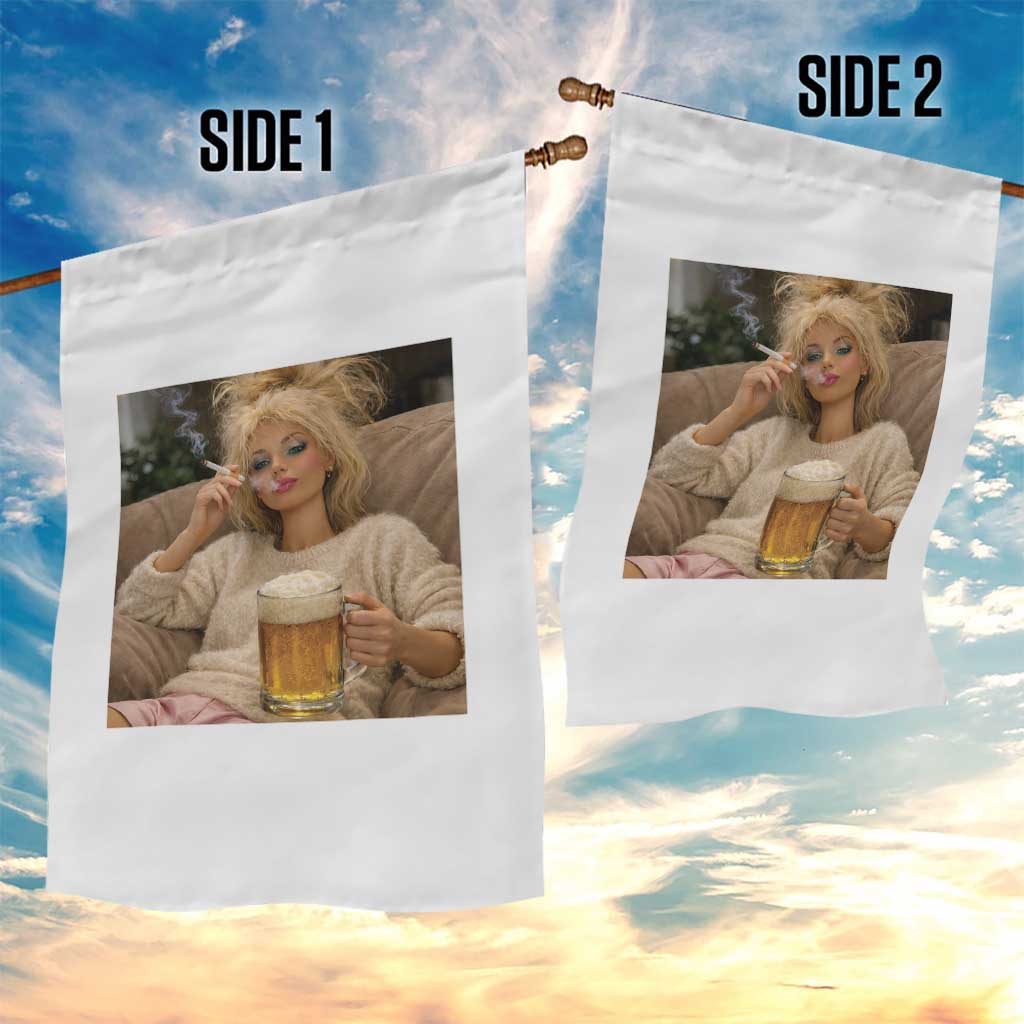 Funny Smoking And Drinking Doll Meme Garden Flag Weekend Relaxation TS12 Print Your Wear
