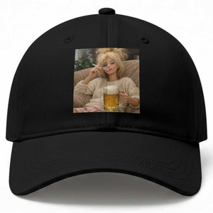 Funny Smoking And Drinking Doll Meme Baseball Cap Weekend Relaxation TS12 Print Your Wear