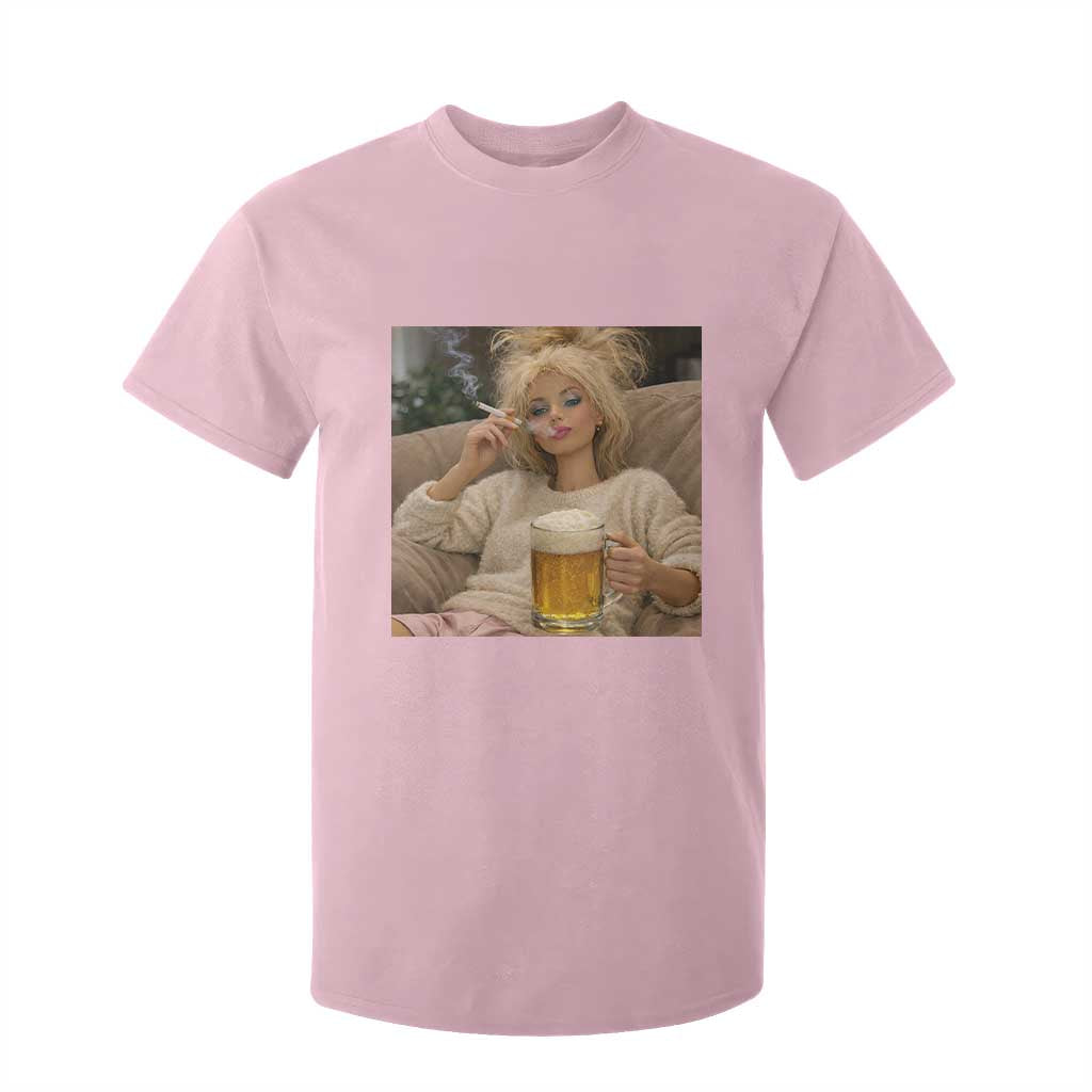 Funny Smoking And Drinking Doll Meme T Shirt For Kid Weekend Relaxation TS12 Light Pink Print Your Wear