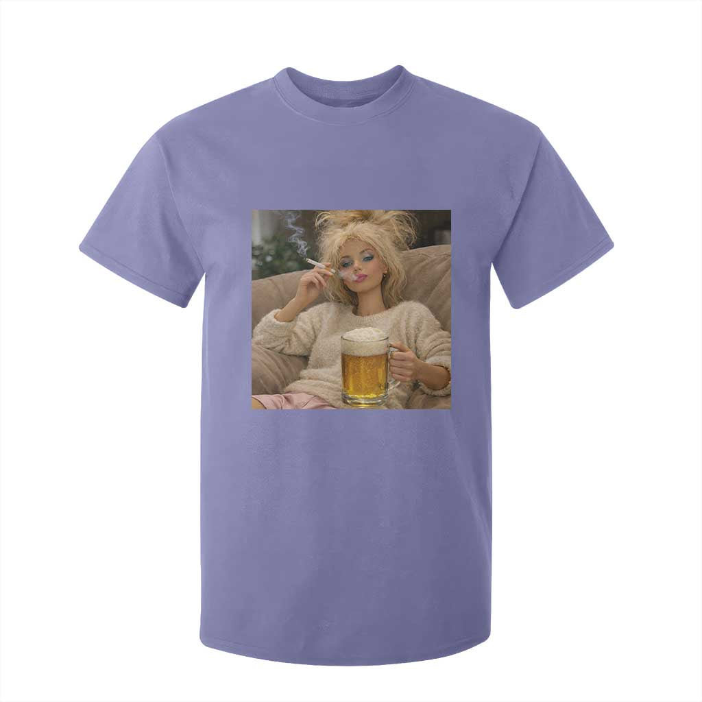 Funny Smoking And Drinking Doll Meme T Shirt For Kid Weekend Relaxation TS12 Violet Print Your Wear