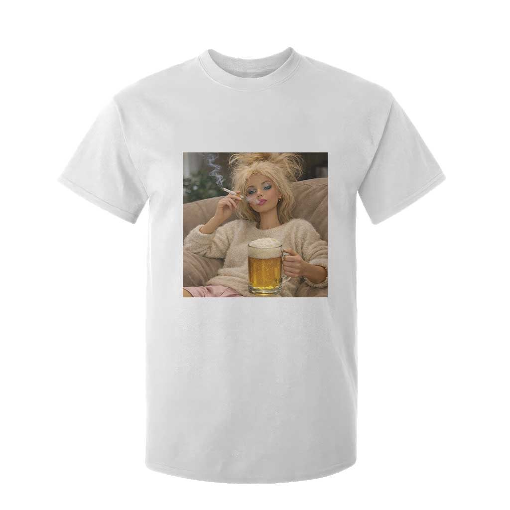 Funny Smoking And Drinking Doll Meme T Shirt For Kid Weekend Relaxation TS12 White Print Your Wear