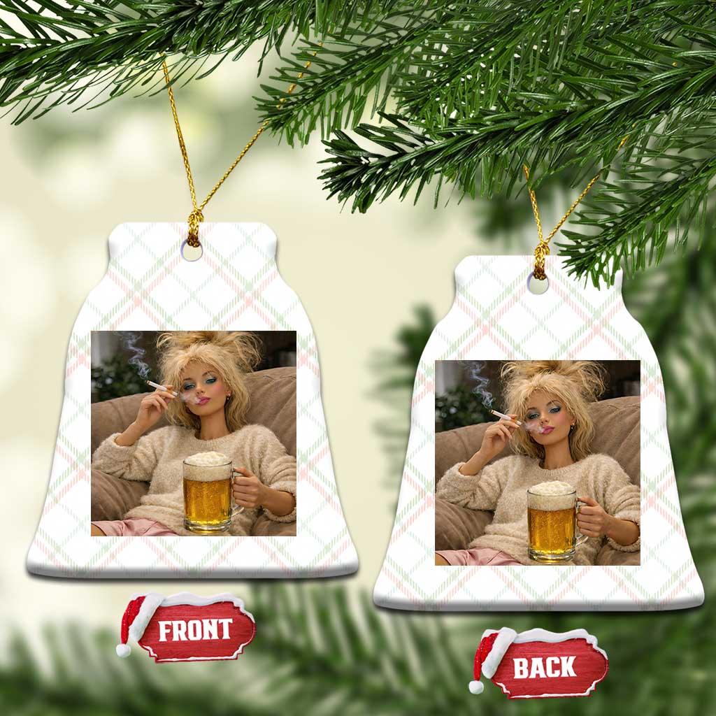 Funny Smoking And Drinking Doll Meme Ceramic Ornament Weekend Relaxation TS12 Print Your Wear