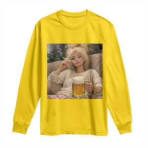 Funny Smoking And Drinking Doll Meme Long Sleeve Shirt Weekend Relaxation TS12 Daisy Print Your Wear