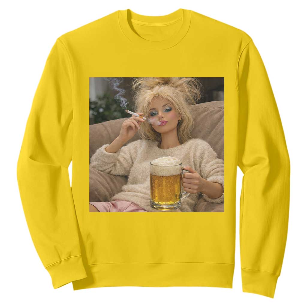 Funny Smoking And Drinking Doll Meme Sweatshirt Weekend Relaxation TS12 Daisy Print Your Wear