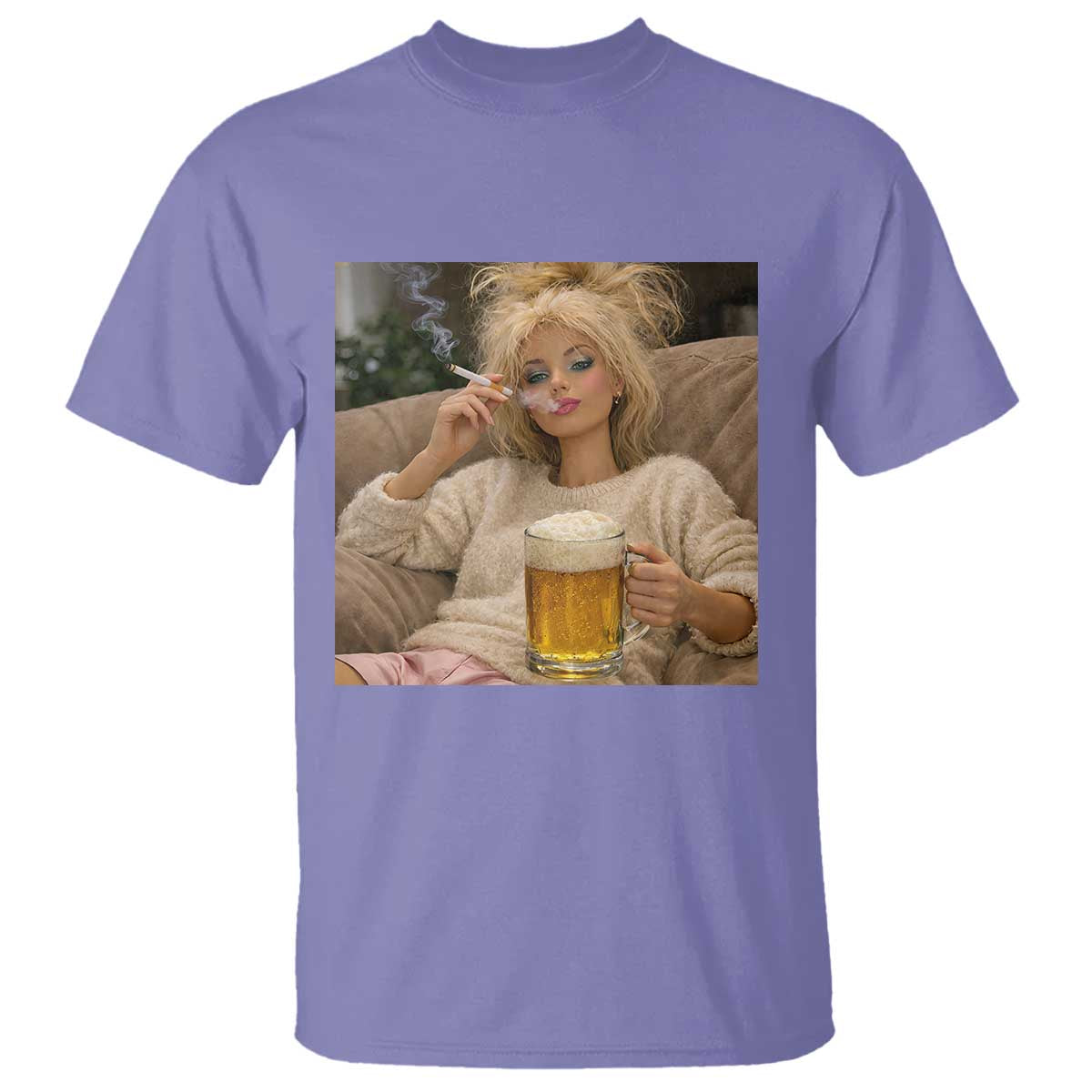 Funny Smoking And Drinking Doll Meme T Shirt Weekend Relaxation TS12 Violet Print Your Wear