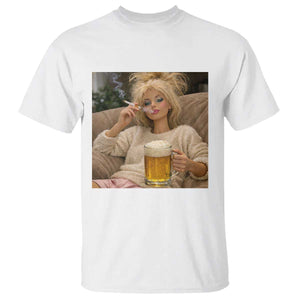 Funny Smoking And Drinking Doll Meme T Shirt Weekend Relaxation TS12 White Print Your Wear