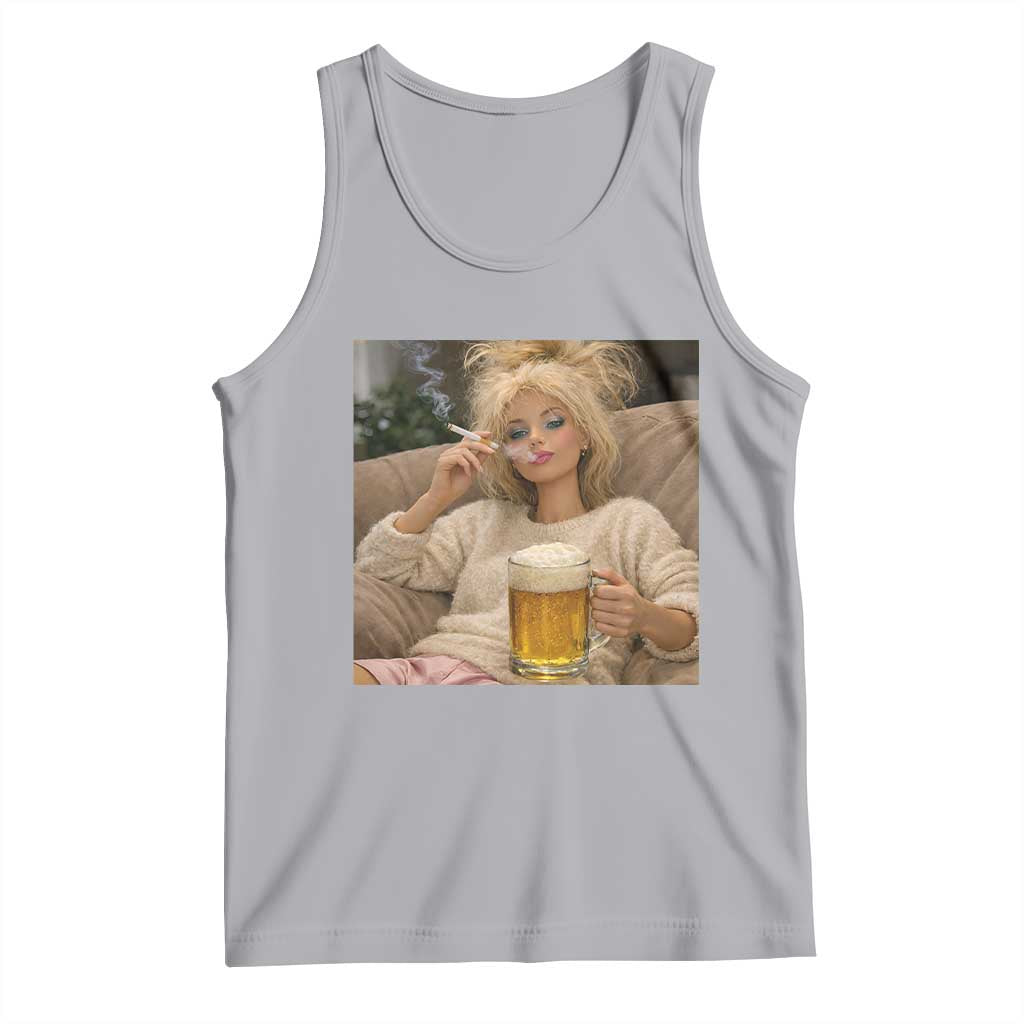 Funny Smoking And Drinking Doll Meme Tank Top Weekend Relaxation TS12 Athletic Heather Print Your Wear