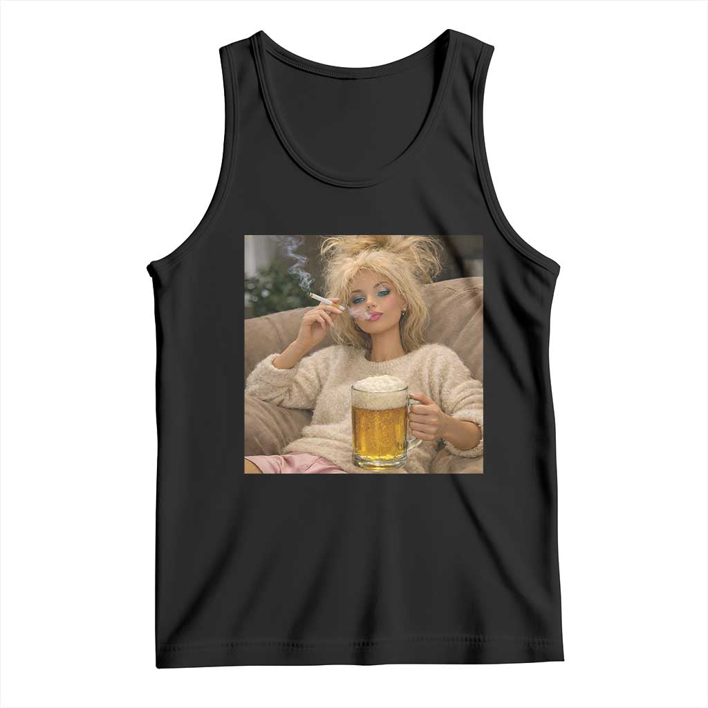 Funny Smoking And Drinking Doll Meme Tank Top Weekend Relaxation TS12 Black Print Your Wear