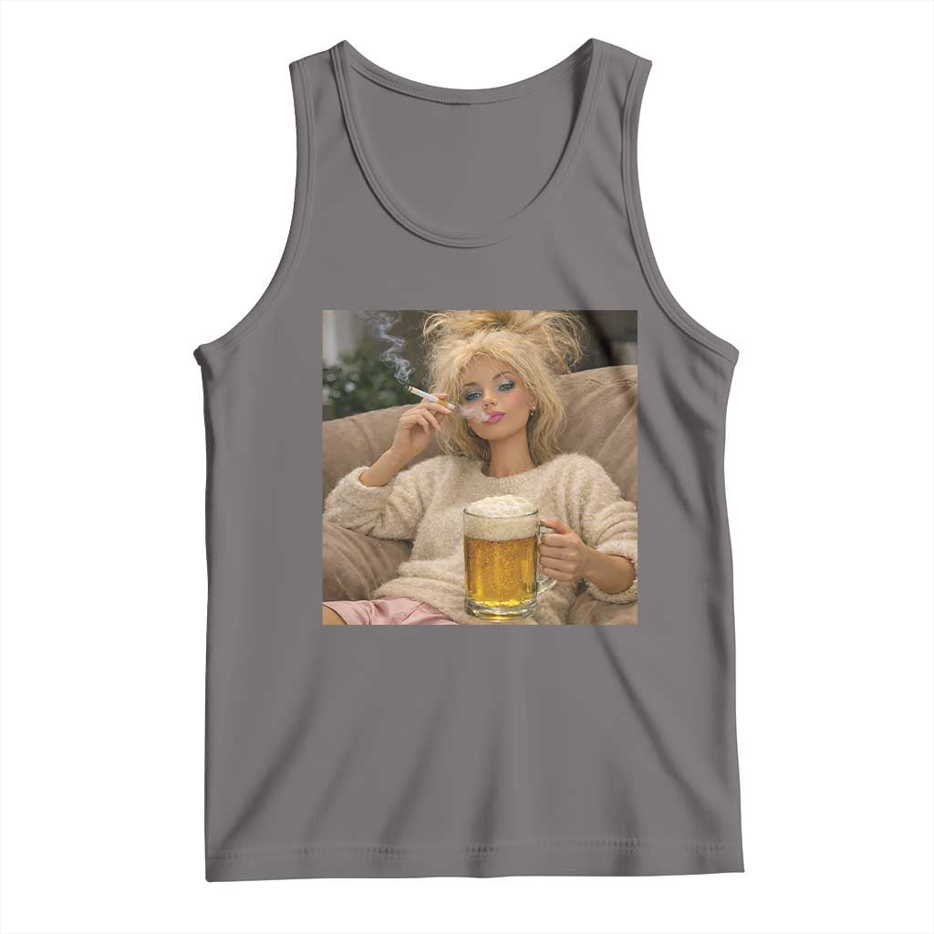 Funny Smoking And Drinking Doll Meme Tank Top Weekend Relaxation TS12 Deep Heather Print Your Wear