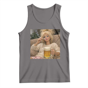 Funny Smoking And Drinking Doll Meme Tank Top Weekend Relaxation TS12 Deep Heather Print Your Wear
