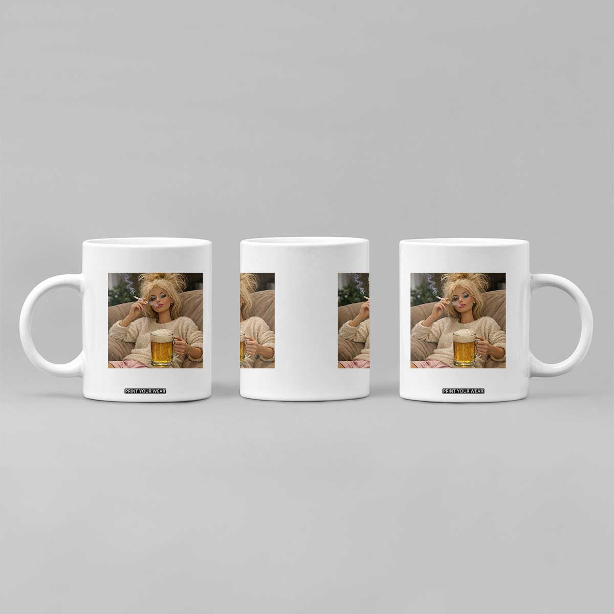 Funny Smoking And Drinking Doll Meme Coffee Mug Weekend Relaxation TS12 Print Your Wear