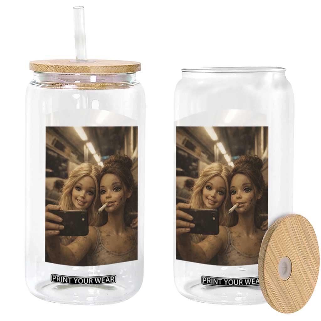 Funny Selfie Doll Meme Glass Can Aesthetic Doll Face Graphic TS12 Print Your Wear