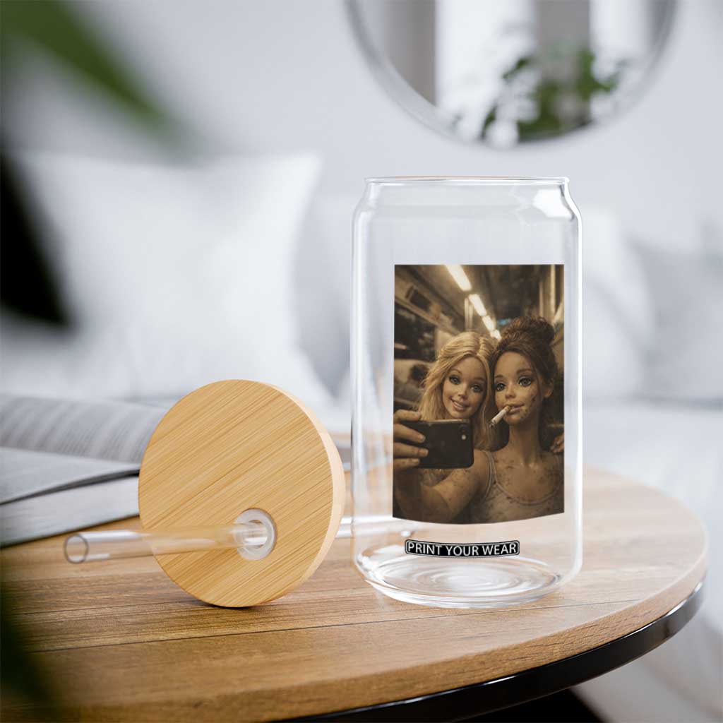 Funny Selfie Doll Meme Glass Can Aesthetic Doll Face Graphic TS12 Print Your Wear