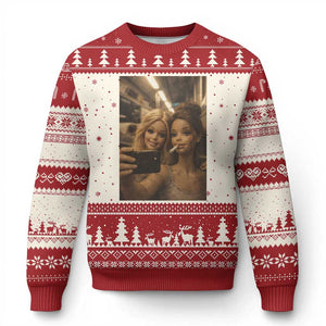 Funny Selfie Doll Meme Ugly Christmas Sweater Aesthetic Doll Face Graphic TS12 Beige Red Print Your Wear