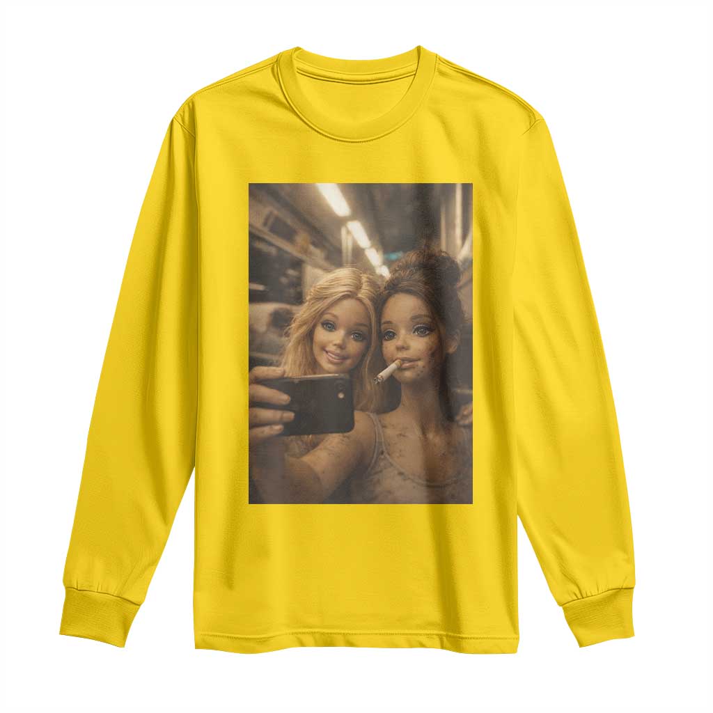 Funny Selfie Doll Meme Long Sleeve Shirt Aesthetic Doll Face Graphic TS12 Daisy Print Your Wear
