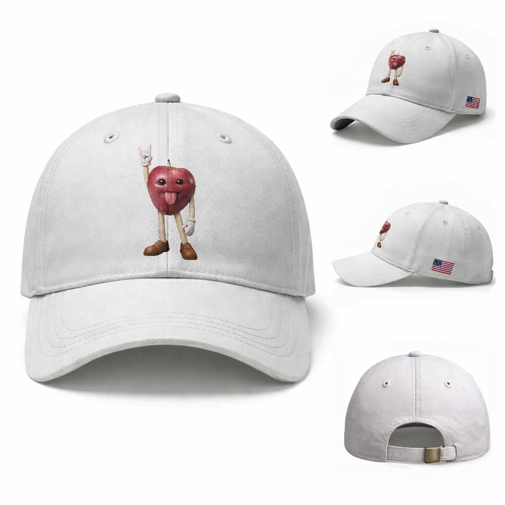 Funny Apple With Face Wapple Meme Baseball Cap TS12 Baseball Cap Universal Fit White Print Your Wear