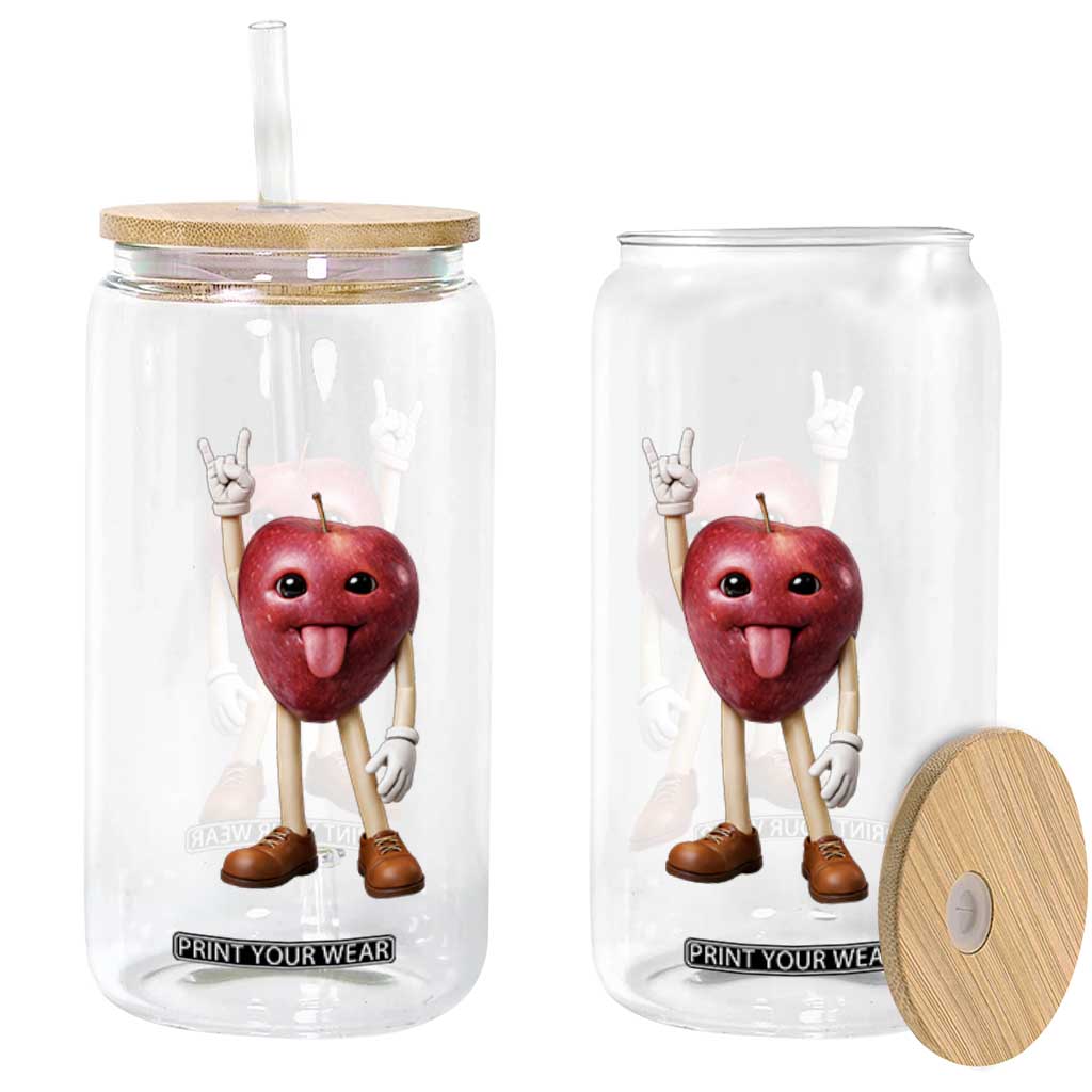 Funny Apple With Face Wapple Meme Glass Can TS12 Print Your Wear