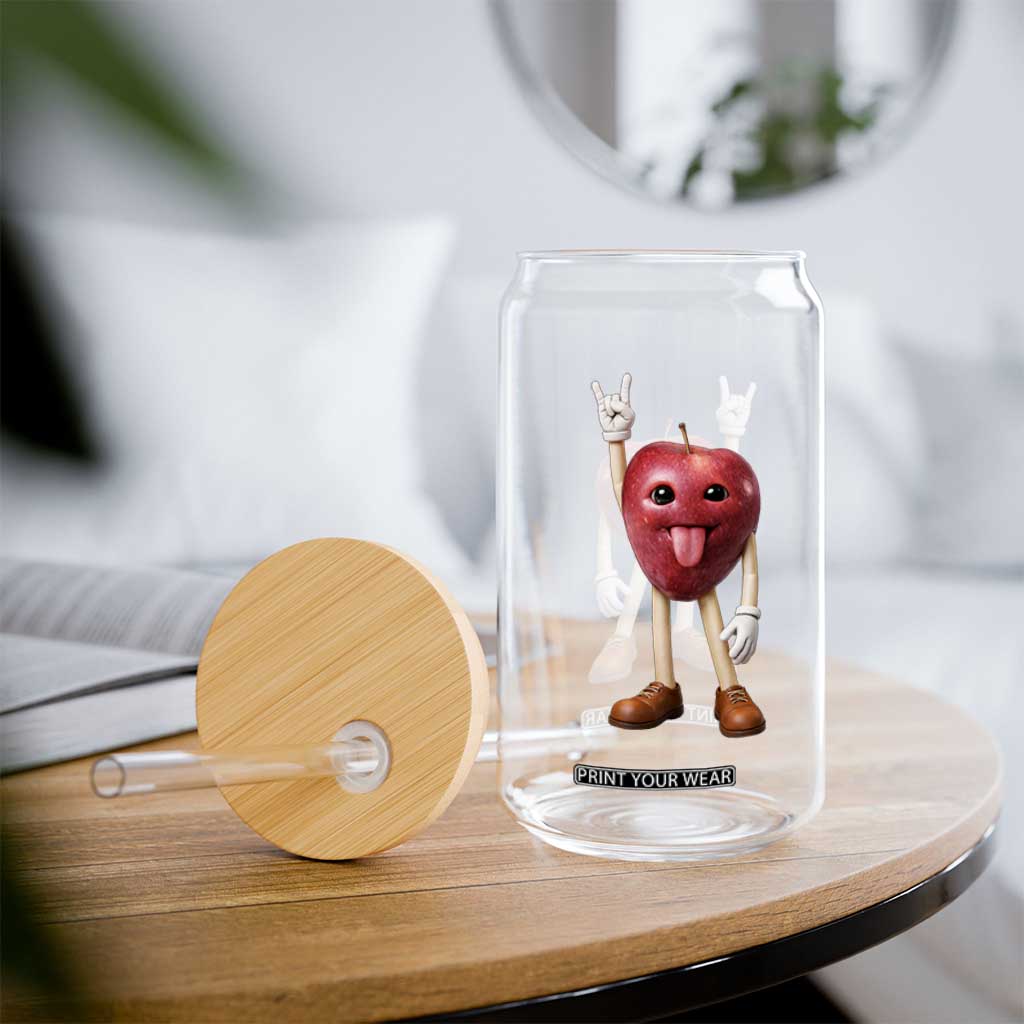 Funny Apple With Face Wapple Meme Glass Can TS12 Print Your Wear
