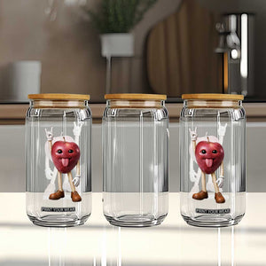 Funny Apple With Face Wapple Meme Glass Can TS12 Print Your Wear