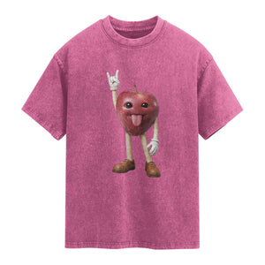 Funny Apple With Face Wapple Meme Washed Cotton T-Shirt