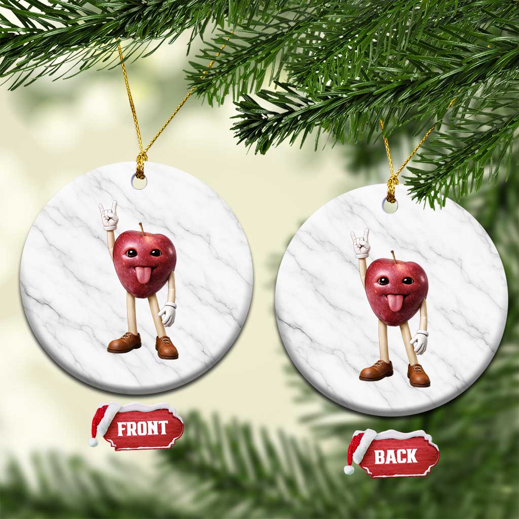 Funny Apple With Face Wapple Meme Ceramic Ornament TS12 1pc White Marble Print Your Wear