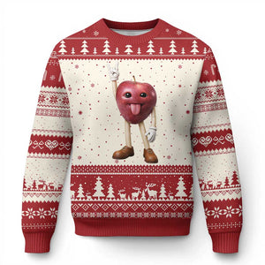 Funny Apple With Face Wapple Meme Ugly Christmas Sweater TS12 Beige Red Print Your Wear
