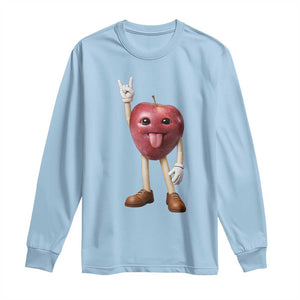 Funny Apple With Face Wapple Meme Long Sleeve Shirt TS12 Light Blue Print Your Wear