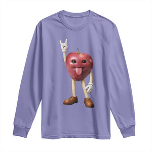 Funny Apple With Face Wapple Meme Long Sleeve Shirt TS12 Violet Print Your Wear
