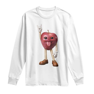 Funny Apple With Face Wapple Meme Long Sleeve Shirt TS12 White Print Your Wear