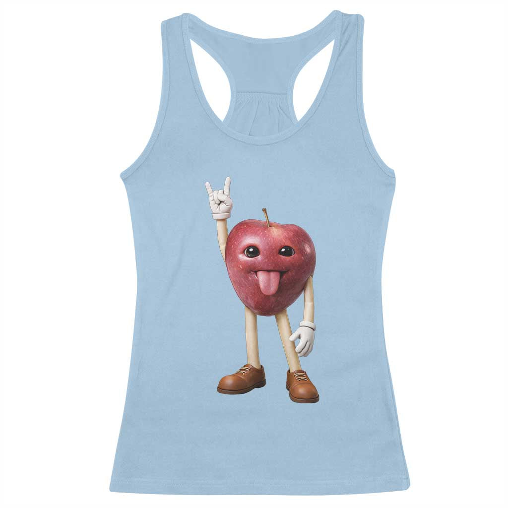 Funny Apple With Face Wapple Meme Racerback Tank Top TS12 Light Blue Print Your Wear