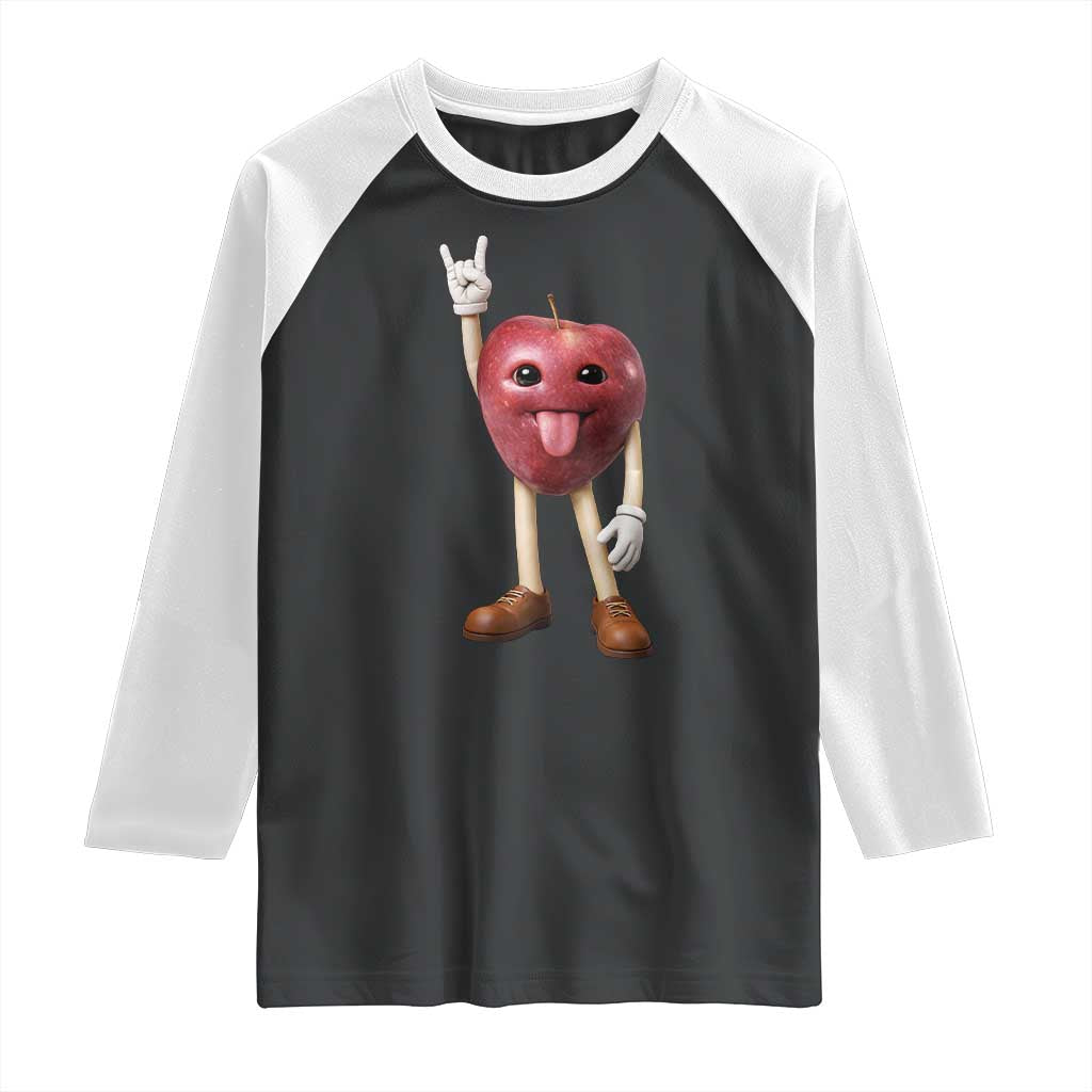 Funny Apple With Face Wapple Meme Raglan Shirt TS12 Black White Print Your Wear