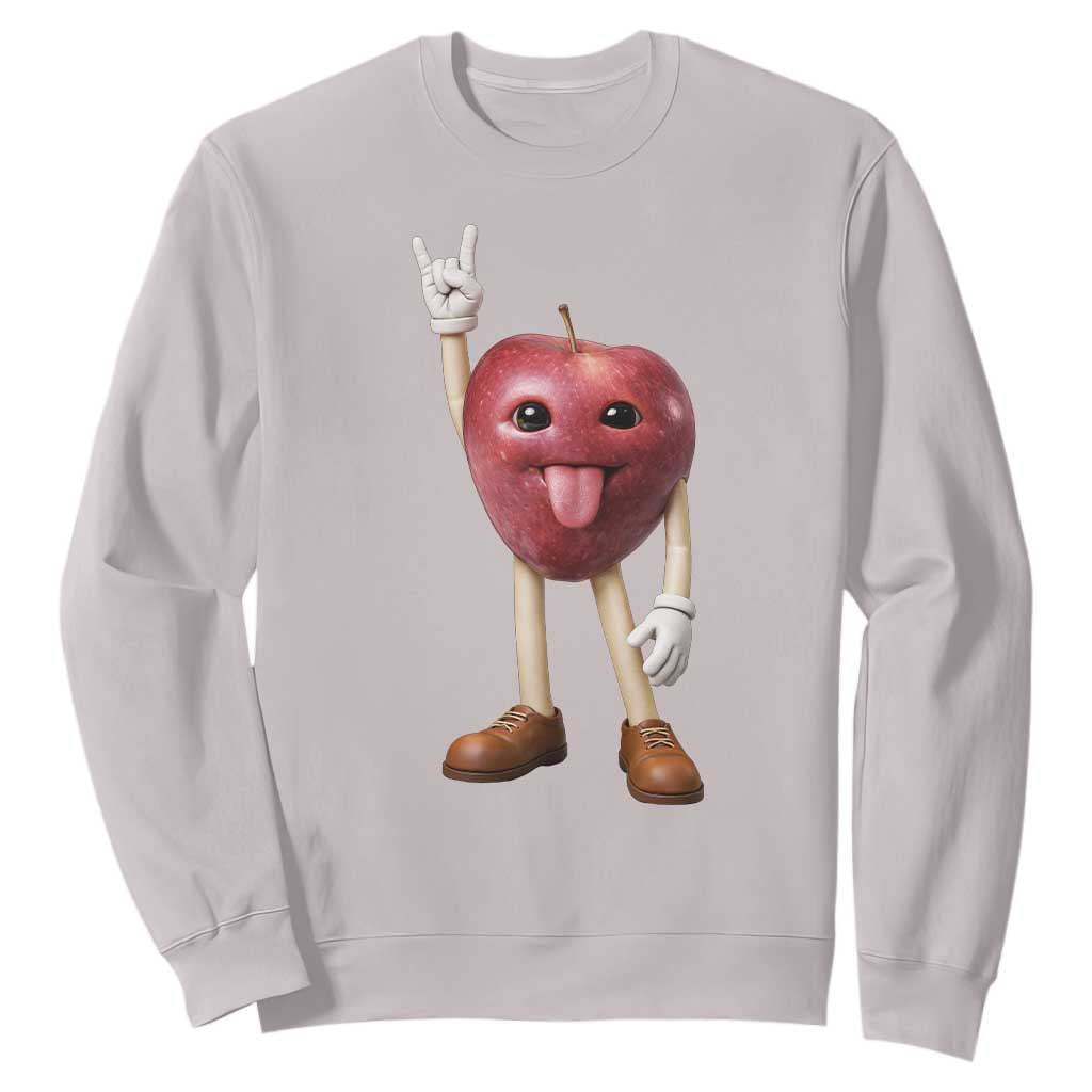 Funny Apple With Face Wapple Meme Sweatshirt TS12 Ice Gray Print Your Wear