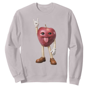 Funny Apple With Face Wapple Meme Sweatshirt TS12 Ice Gray Print Your Wear