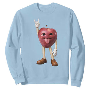 Funny Apple With Face Wapple Meme Sweatshirt TS12 Light Blue Print Your Wear
